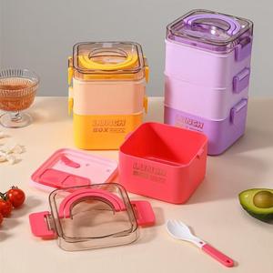 Venta Directa de Fábrica, <span class=keywords><strong>Caja</strong></span> de Almacenamiento de Alimentos Portátil de Alta Capacidad, Roja, Amarilla y Morada, de 2.4L, de Plástico, de un Solo Nivel, con 3 Compartimentos, de Grado Alimenticio - Product Image 5