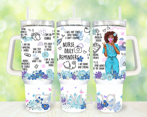 <span class=keywords><strong>Fuxiang</strong></span> fábrica precio más bajo 3D Día DE LAS Enfermeras 40oz Festival Vaso con paja tazas de coche de viaje de doble pared - Product Image 2