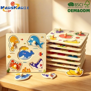 Giocattoli Educativi Montessori Personalizzati, 8 Tipi di <span class=keywords><strong>Giochi</strong></span> per lo Sviluppo Cerebrale dei <span class=keywords><strong>Bambini</strong></span>, Puzzle in Legno con Manopole per l'Apprendimento dei <span class=keywords><strong>Bambini</strong></span> - Product Image 1