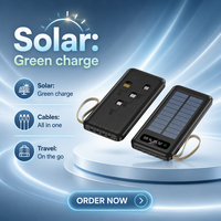 Batterie externe solaire 10000mAh 20000mAh 30000mAh avec support de téléphone et câbles intégrés 5V 2A Chargeur portable Powerbank