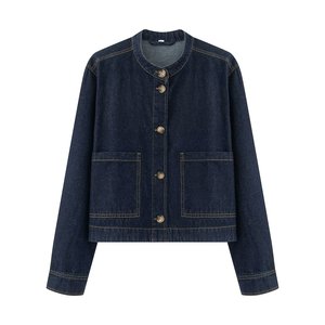 สินค้ามาใหม่ประจำฤดูใบไม้ร่วง เสื้อผ้าสตรีแนวสตรีทแฟชั่น คอตั้ง ผ้าเดนิม - Product Image 5