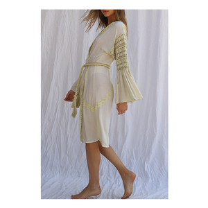 <span class=keywords><strong>Kimono</strong></span> de encaje <span class=keywords><strong>bordado</strong></span> para mujer, manga acampanada, rayón, bohemio - Product Image 2
