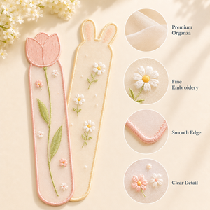 Marcapáginas Personalizado Minimalista <span class=keywords><strong>de</strong></span> Organza Transparente <span class=keywords><strong>Bordado</strong></span>, Marcador <span class=keywords><strong>de</strong></span> Libros <span class=keywords><strong>de</strong></span> Tela Suave, Regalo Promocional para Librerías y Marcas <span class=keywords><strong>de</strong></span> Papelería - Product Image 3