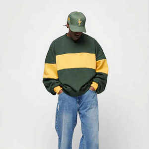 2026 High Quality Low OEM MOQ Custom Heavyweight 450g 100% cotton <b>Men</b> O Neck sweatshirt street wear baggy style - Product Image 2