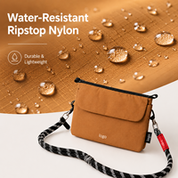 Sac bandoulière léger en nylon résistant à l'eau, petite pochette pour téléphone, sac de voyage multi-poches avec sangle en corde détachable