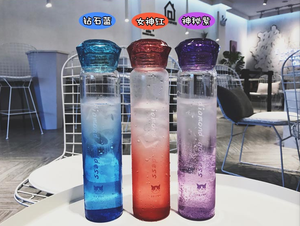 Nuovo <span class=keywords><strong>400</strong></span> <span class=keywords><strong>ml</strong></span> creativo gradiente di colore bottiglia di acqua di vetro con coperchio a forma di diamante caldo di vendita prezzo di fabbrica - Product Image 4