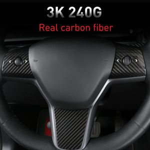 Vente flash - Housse décorative pour volant pour Tesla Model 3/Y - Accessoires décoratifs (fibre de carbone brillante) - Accessoires de voiture - Product Image 3