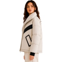 Veste matelassée pour femme, col large surdimensionné, chaude pour l'hiver, pliable, isolée, rembourrée, coupe classique, respirante, nylon/cachemire