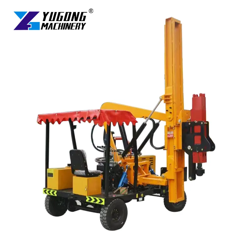 High Efficient Everstar Ramming Machine With Hammer For small Wheels Guardrail Pile Driver And Highway/road Fence Fixing