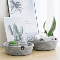 KUYUE Lot de 3 petits paniers gris tissés pour cosmétiques paniers de rangement pour étagères paniers cadeaux