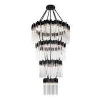 Lustre élégant à plusieurs niveaux en cristal et métal pour hôtel, salon, bar, hall d'entrée, club, réception, salle de restauration, lustre LED