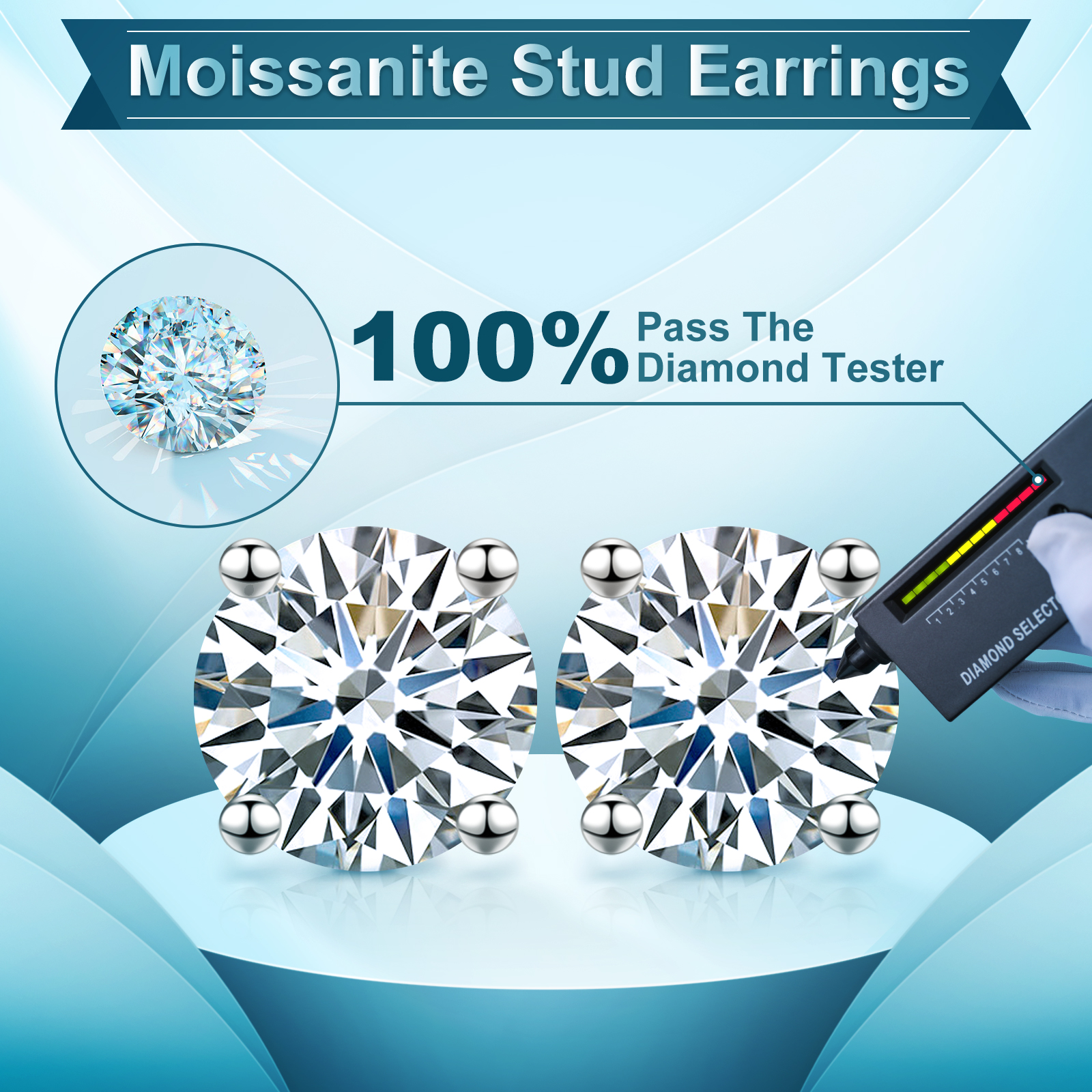 mossanite stud earrings