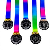 Médaille en cristal personnalisée avec gravure laser gratuite, champion 1ère-3ème place, alliage de zinc, verre, logo imprimé en couleur, boîte cadeau DIY