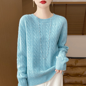 Suéter de Punto con Cuello Redondo y Manga Larga para <span class=keywords><strong>Mujer</strong></span>, Estilo Coreano, 100% <span class=keywords><strong>Lana</strong></span>, Otoño Invierno, Nuevo, en Oferta - Product Image 6