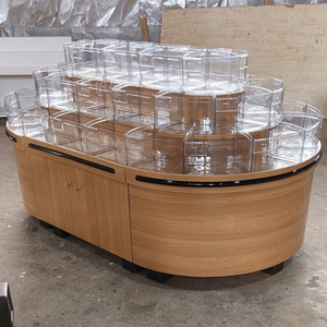 Vitrine de présentation ronde robuste en bois pour supermarché, pour aliments en vrac et bonbons, fruits secs et céréales - Product Image 2