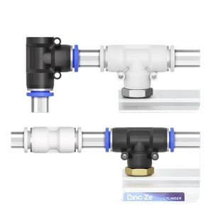 ข้อต่อลมแบบเร็ว Qingze T-Type เกลียวนอก มุมฉาก 4-01 6-02 8 10 มม. พร้อมฝาหมุนได้ 360 องศา - Product Image 4