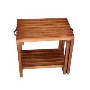 Tabouret de salle de bain extensible en teck 41x28x38.4cm, siège de douche pliable en bois massif avec étagère de rangement - Product Image 5