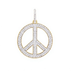 D'VINS JEWELS Colgante Símbolo de la Paz Oro Sólido 18K con Diamantes Engastados Unisex Lujo para Uso Diario - Product Image 1