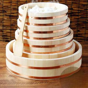 Grand seau en bois écologique pour mélange de riz à sushi Pot en pierre de restaurant japonais inspiré <span class=keywords><strong>Hangiri</strong></span> Oksunwood pour Bibimbap - Product Image 3