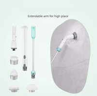 Cepillo Limpiador de Espuma Inalámbrico Ajustable para Ducha y Inodoro con Mango Extensible para Suelos de Baño
