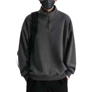 Sudadera de Manga Larga con Cuello Alto y Media Cremallera de Lana Polar para Hombre, Estilo Retro Japonés, Color Sólido, Gruesa, de Doble Cara, para Primavera y Otoño - Product Image 5