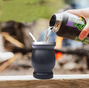 Taza de calabaza <span class=keywords><strong>Yerba</strong></span> Mate de acero inoxidable tradicional de doble pared Original de 8 oz, bombillas, cepillos de limpieza, café, cerveza, regalo - Product Image 5