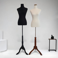 Mannequin femme ajustable demi-corps noir et blanc avec support, jambes en mousse, buste, tête et mains pour présentoir de magasin de vêtements
