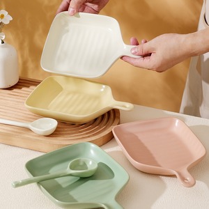 <b>Ceramic</b> Baking Tray Square With Handle Oven Safe For Home Use Breakfast Salad - Product Image 2