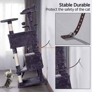 All'ingrosso popolare grande struttura di arrampicata per gatti multistrato gatto torre di lusso peluche gatto albero rampicante con tiragraffi - Product Image 2