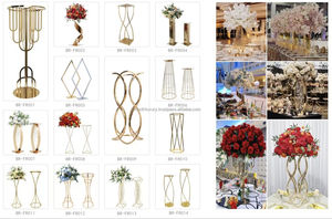 Centro de mesa de pedestal con soporte de flores redondo de metal alto liso para eventos - Product Image 5