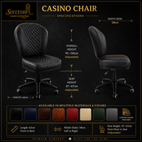 Chaise de poker SUCCESSOR avec roulettes réglables, tabouret de bar, mobilier de bar d'hôtel, base en plastique, tabouret pivotant pour salle de poker, chaise de casino