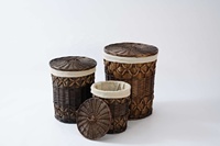 Panier à linge rond en osier JY, panier de rangement en saule naturel pour vêtements, organisation domestique, panier à linge avec couvercle