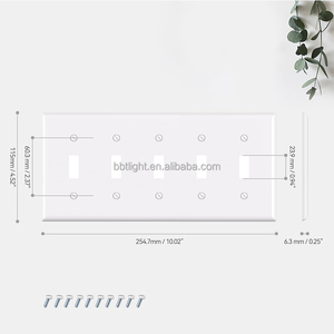 5-Gang Toggle <strong>Switch</strong> Wall Plates Unbreakable Stainless Faceplate <strong>Cover</strong> for Toggle Dimmer <strong>Light</strong> <strong>Switches</strong> UL Listed - Product Image 2