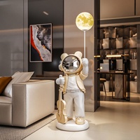 Sculpture d'astronaute ludique avec violon, haut-parleur intégré et lumière lunaire pour salon, chambre à coucher, décoration intérieure, artisanat en résine