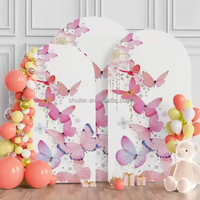 Ensemble de 3 couvertures d'arc de mariage papillon personnalisées, couvertures de support d'arc ajustées en spandex, couverture de fond d'arc personnalisée pour la décoration