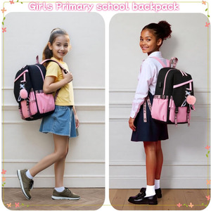 Zaino per bambini Multi-pezzo da scuola elementare da ragazza con ciondolo e organizer - Product Image 4