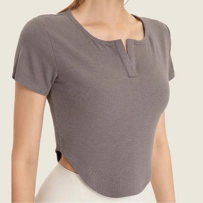 Summer Tight American Hot Girl Top Cotton Spandex Slim Fit Short Sleeve T-shirt Women's Crop Top