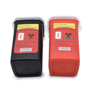 Cubo de reciclaje de cuchillas ecológicas desechables Longxin, caja de herramientas afiladas, cubo de basura cuadrado de plástico Rojo Negro, modelo, venta al por mayor - Product Image 5