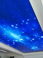 A-Grade ignifuge UV étoile motif LED plafonnier bleu ciel haut de gamme blanc film souple publicité tirer la lumière transmissive