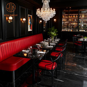 Ensemble de mobilier de luxe pour hôtel, café et restaurant : <span class=keywords><strong>table</strong></span> ronde en marbre, banquette incurvée en cuir rouge, <span class=keywords><strong>table</strong></span>, chaise et canapé - Product Image 3