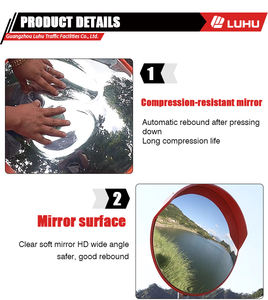 Зеркало дорожное угловое LUHU LH-GJJ-01, выпуклое, для безопасности дорожного движения, внутреннее, диаметр 600 мм, угол обзора 180°, материал ПК/АБС, для парковки - Product Image 3