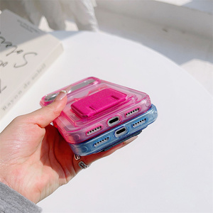 เคสโทรศัพท์แบบใสพร้อมช่องใส่บัตร สำหรับ iPhone 17 16 15 14 13 Pro Max  พร้อมขาตั้งแบบวงแหวน  วัสดุ PC  ตกแต่งกลิตเตอร์ - Product Image 6