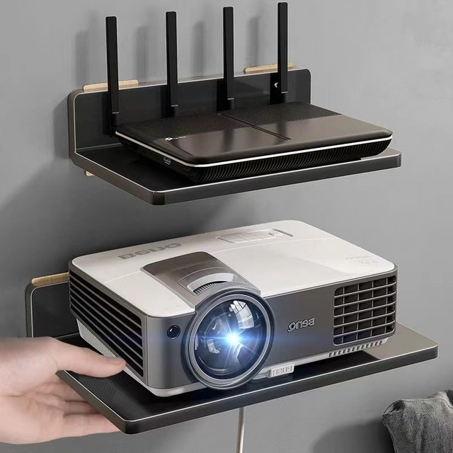 No-drill Wall-mounted Shelf Projector Bracket Router Rack TV Set-top Box Living Room Bedroom Storage Carbon Steel Minimalist