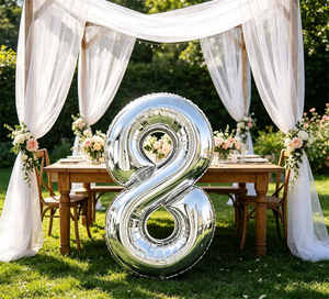 Party Love High-quality party supplies and decorations Balloon Numero Silver N8 45cm 12 pcs Bag - Product Image 4