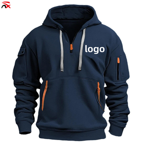 เสื้อสเวตเตอร์มีฮู้ดมีซิปสำหรับผู้ชายทันสมัยน้ำหนักเบาเสื้อแจ็คเก็ตแขนยาวทรงหลวมลำลองมีกระเป๋า - Product Image 1