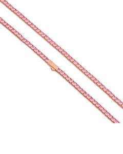 Cadena de Tenis Rosa de Lujo con Diamantes Moissanite, Chapada en Oro Rosa, Cadena Moderna para Mujer, para Fiestas y Uso Diario - Product Image 2