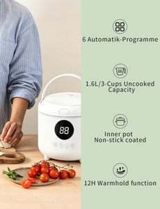 Multi-Functional Electric Mini Portable <b>Square</b> Rice Cooker Measuring Cup Digital LED Display Non-Stick Coating Fast 1L Capacity - Product Image 3