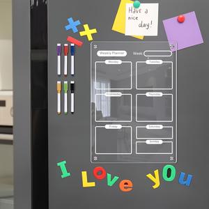 Plan de <span class=keywords><strong>semaine</strong></span> tableau de notes acrylique magnétique effaçable Transparent Message tableau d'écriture mémo conseils tableau blanc en verre trempé - Product Image 3