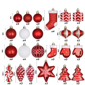 SD019 Inquebrável 77Pcs 30-60 milímetros Mini Branco Preto Rosa Bola De Plástico De Natal Enfeites Para Decoração de Natal