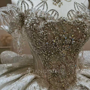 Robe de mariée de bal scintillante à perles lourdes, longue traîne cathédrale Lsjj107 - Product Image 4